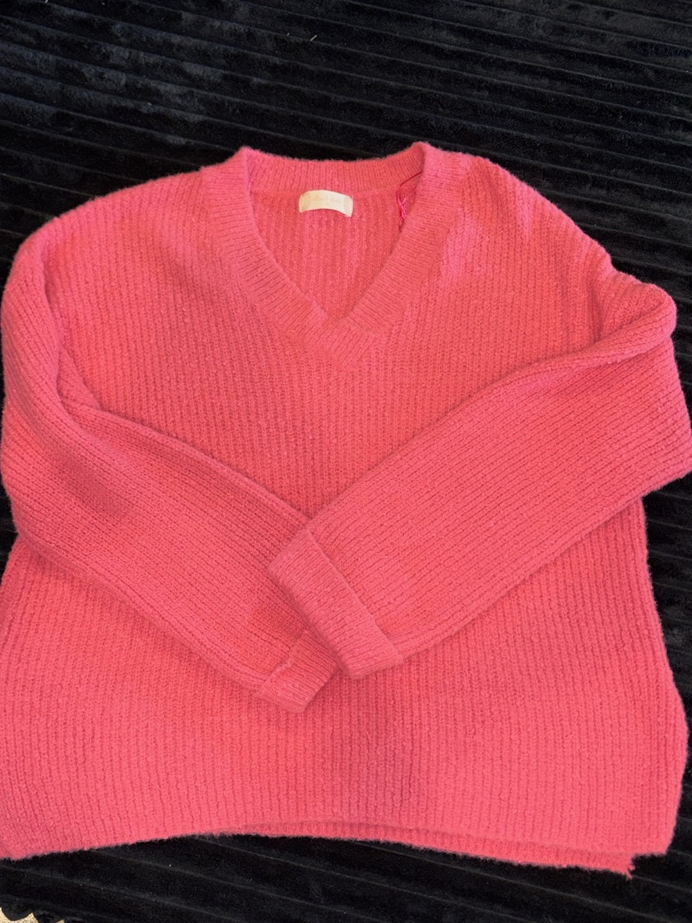 Altar'd State Coral-Pink V-Neck Knit Sweater